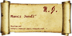 Mancz Jenő névjegykártya