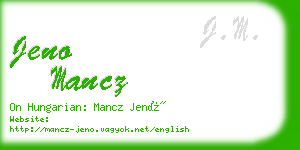 jeno mancz business card